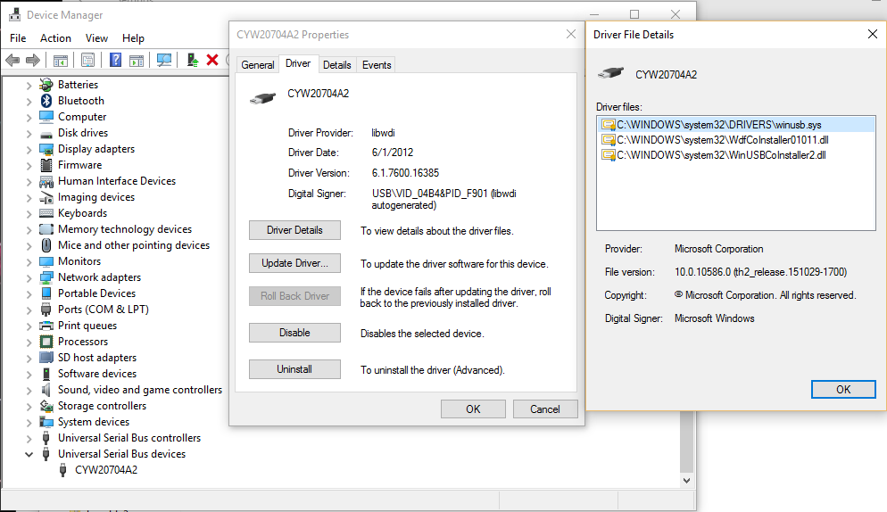 USB Driver Details